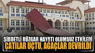 Şiddetli rüzgâr çatıları uçurdu, ağaçları devirdi 