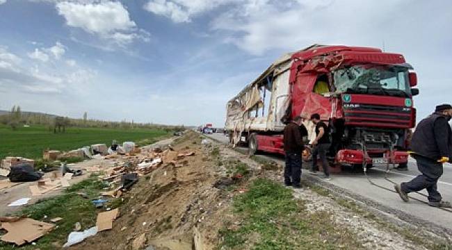 KONTROLDEN ÇIKAN TIR, TARIM ARAZİSİNE DEVRİLDİ