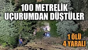 Otomobil 100 metrelik uçurumdan aşağı düştü: 1 ölü, 4 yaralı 