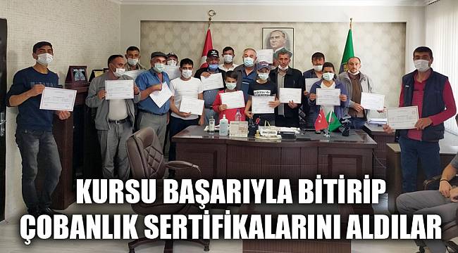 Kursu başarıyla bitirip çobanlık sertifikalarını aldılar
