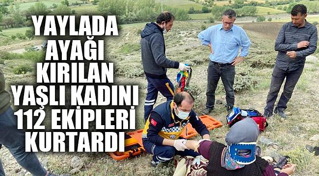 Yaylada ayağı kırılan yaşlı kadının imdadına 112 yetişti