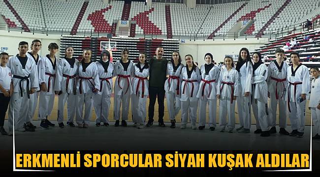 Erkmenli sporcular siyah kuşak aldılar