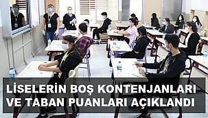LİSELERİN BOŞ KONTENJANLARI VE TABAN PUANLARI AÇIKLANDI