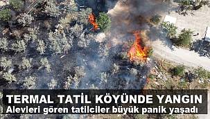 Afyonkarahisar’daki termal tatil köyü arazisinde yangın 