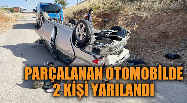 Parçalanan otomobilde 2 kişi yarılandı