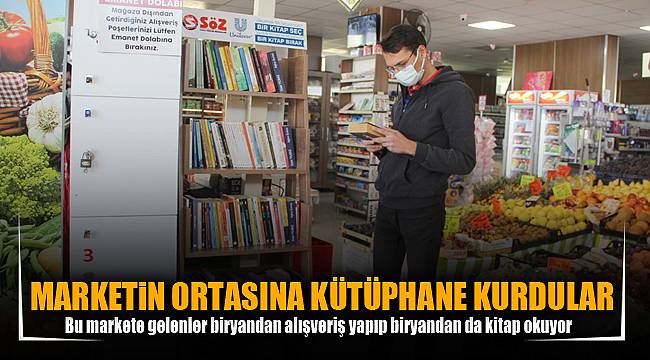 MARKETiN ORTASINA KÜTÜPHANE KURDULAR