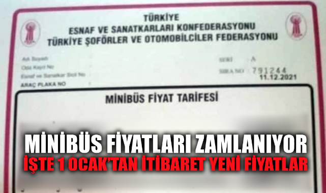 MİNİBÜSLERE YENİ YILDA YENİ TARİFE