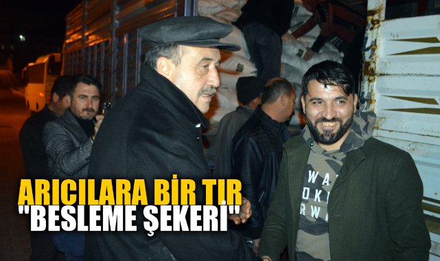 ARICILARA BİR TIR "BESLEME ŞEKERİ" DAĞITILDI