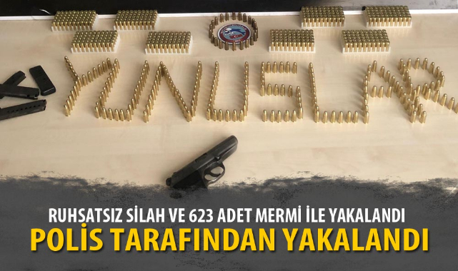 RUHSATSIZ SİLAH VE 623 ADET MERMİ İLE YAKALANDI