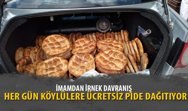HER GÜN KÖYLÜLERE ÜCRETSİZ PİDE DAĞITIYOR