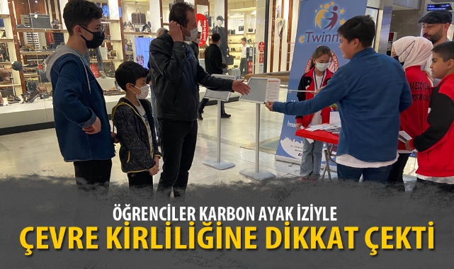 ÖĞRENCİLER KARBON AYAK İZİYLE ÇEVRE KİRLİLİĞİNE DİKKAT ÇEKTİ