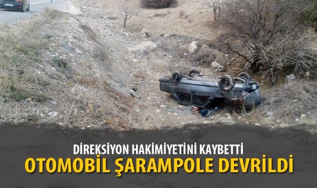 OTOMOBİL ŞARAMPOLE DEVRİLDİ