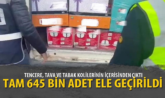 TENCERE, TAVA VE TABAK KOLİLERİNİN İÇERİSİNDEN ÇIKTI