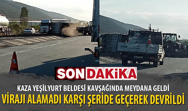 VİRAJI ALAMADI KARŞI ŞERİDE GEÇEREK DEVRİLDİ