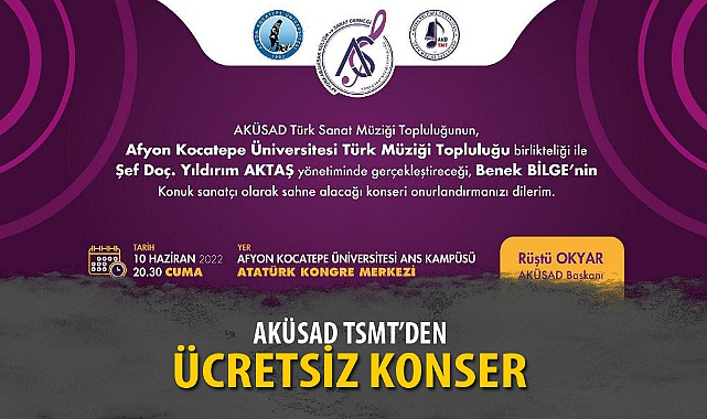 AKÜSAD TSMT'DEN ÜCRETSİZ KONSER