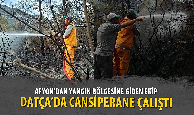 AFYON’DAN YANGIN BÖLGESİNE GİDEN EKİP DATÇA’DA CANSİPERANE ÇALIŞTI