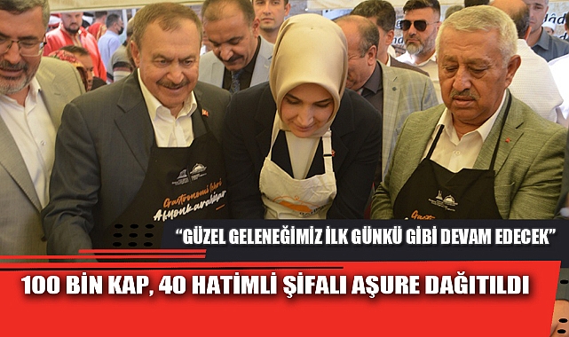 100 BİN KAP, 40 HATİMLİ ŞİFALI AŞURE DAĞITILDI