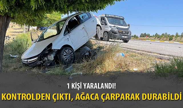 KONTROLDEN ÇIKTI, AĞACA ÇARPARAK DURABİLDİ