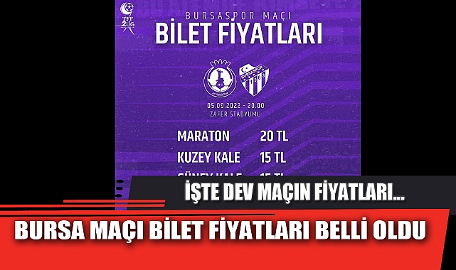 BURSA MAÇI BİLET FİYATLARI BELLİ OLDU