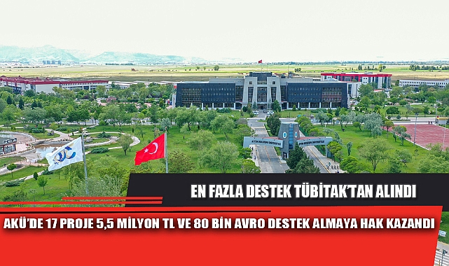 AKÜ’DE 17 PROJE 5,5 MİLYON TL VE 80 BİN AVRO DESTEK ALMAYA HAK KAZANDI