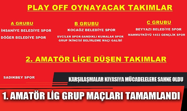 1. AMATÖR LİG GRUP MAÇLARI TAMAMLANDI