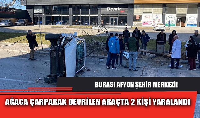 AĞACA ÇARPARAK DEVRİLEN ARAÇTA 2 KİŞİ YARALANDI