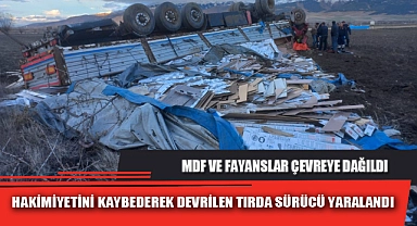 HAKİMİYETİNİ KAYBEDEREK DEVRİLEN TIRDA SÜRÜCÜ YARALANDI