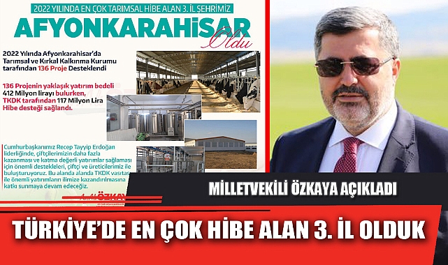 TÜRKİYE’DE EN ÇOK HİBE ALAN 3. İL OLDUK