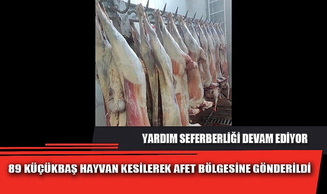 89 KÜÇÜKBAŞ HAYVAN KESİLEREK AFET BÖLGESİNE GÖNDERİLDİ