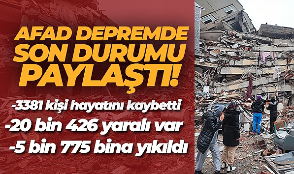 AFAD: CAN KAYBI SAYISI 3381'E YÜKSELDİ