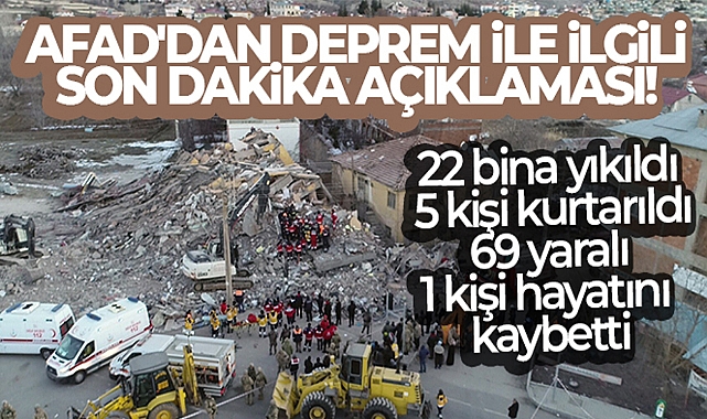 AFAD'DAN DEPREM İLE İLGİLİ SON DAKİKA AÇIKLAMASI! 22 BİNA YIKILDI, 1 KİŞİ HAYATINI KAYBETTİ, 69 KİŞİ YARALANDI