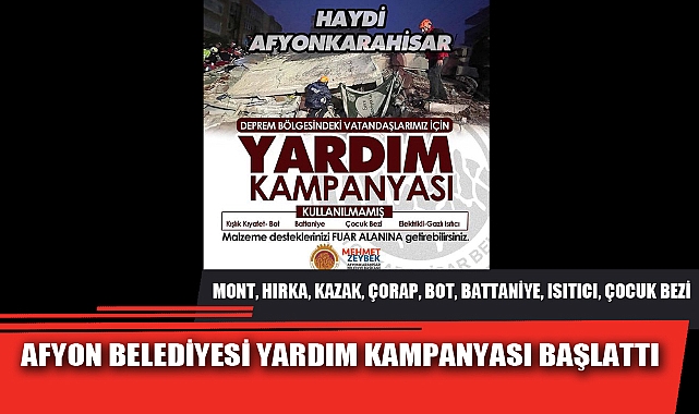 AFYON BELEDİYESİ YARDIM KAMPANYASI BAŞLATTI