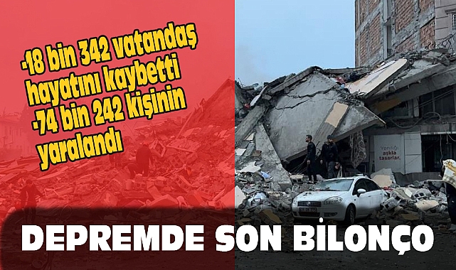 DEPREMDE CAN KAYBI SAYISI 18 BİN 342 OLDU