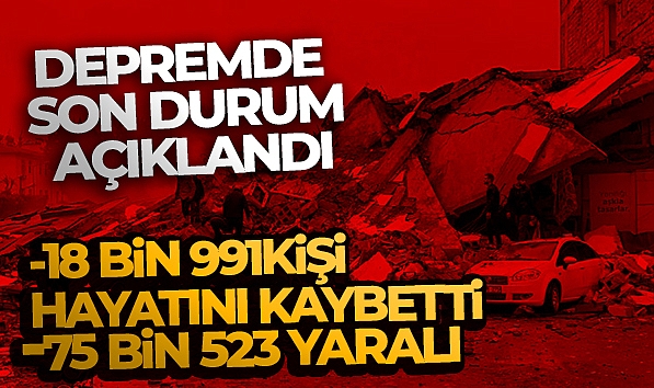 DEPREMDE CAN KAYBI SAYISI 18 BİN 991 OLDU