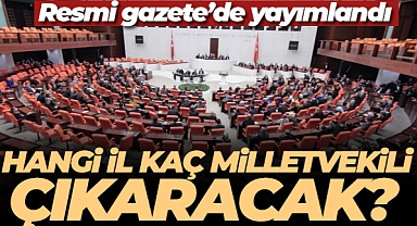 HANGİ İL KAÇ MİLLETVEKİLİ ÇIKARACAK? RESMİ GAZETE'DE YAYIMLANDI!