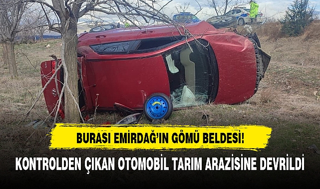 KONTROLDEN ÇIKAN OTOMOBİL TARIM ARAZİSİNE DEVRİLDİ