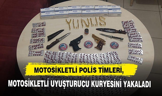 MOTOSİKLETLİ POLİS TİMLERİ, MOTOSİKLETLİ UYUŞTURUCU KURYESİNİ YAKALADI