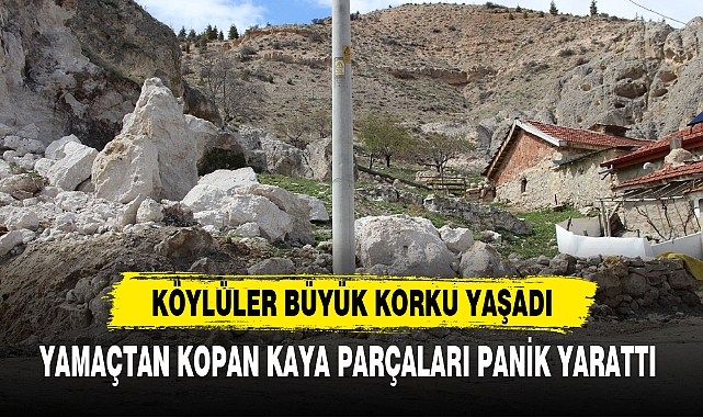 YAMAÇTAN KOPAN KAYA PARÇALARI PANİK YARATTI
