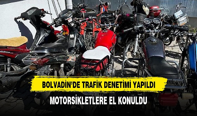 BOLVADİN'DE YAPILAN TRAFİK DENETİMİNDE PEKÇOK MOTORSİKLERE EL KONULDU