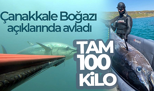 ÇANAKKALE BOĞAZI AÇIKLARINDA ZIPKINLA 100 KİLOLUK ORKİNOS AVLADI