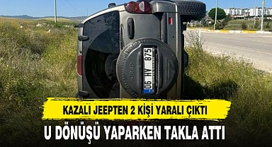 U DÖNÜŞÜ YAPARKEN TAKLA ATTI