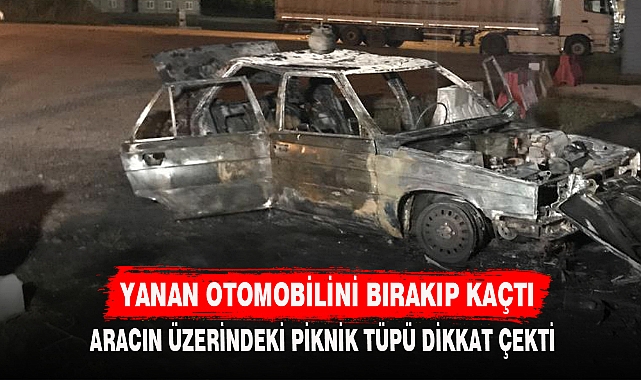 YANAN OTOMOBİLİNİ BIRAKIP KAÇTI