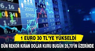 1 EURO 30 TL’YE YÜKSELDİ
