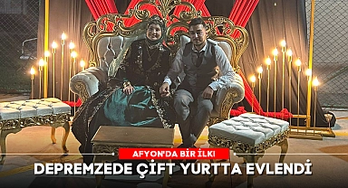 AFYON'DA DEPREMZEDE ÇİFT YURTTA EVLENDİ