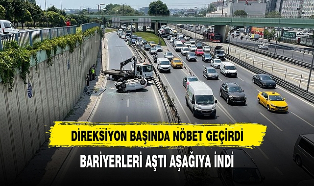 DEMİR KORKULUKLARI AŞIP YAN YOLA DÜŞTÜ!