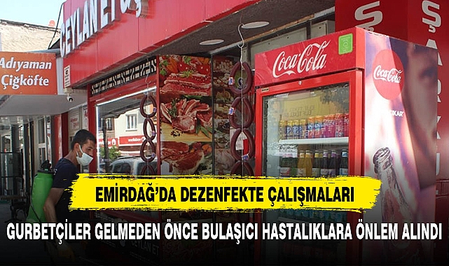 EMİRDAĞ'DA GURBETÇİLER GELMEDEN ÖNCE BULAŞICI HASTALIKLARA KARŞI DEZENFEKTE ÇALIŞMASI YAPILDI