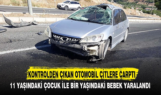 KONTROLDEN ÇIKAN OTOMOBİL ÇİTLERE ÇARPTI