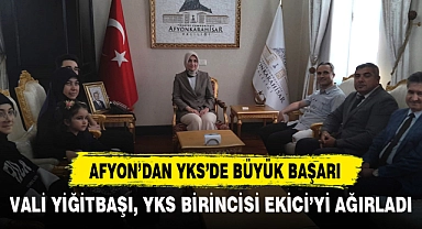 VALİ YİĞİTBAŞI, YKS BİRİNCİSİ EKİCİ'Yİ AĞIRLADI