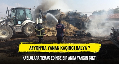 AFYON'DA YİNE SAMAN BALYALARI YANDI