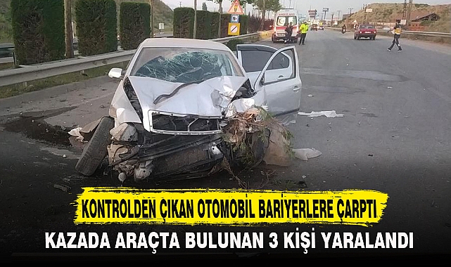 KONTROLDEN ÇIKAN OTOMOBİL BARİYERLERE ÇARPTI